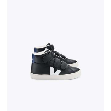 Kids' Veja ESPLAR MID FURED LEATHER High Tops Black | ZA 692VRW